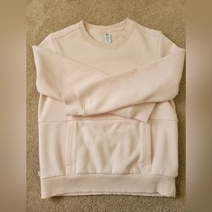 EUC pink Athleta Girl crewneck pocket sweatshirt with thumb holes XL 14